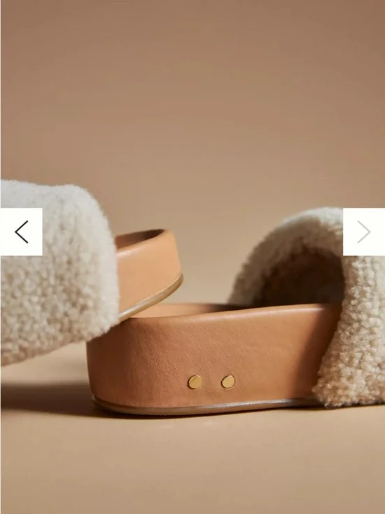 beek x anthropolgie Pelican Shearling Sandals - Picture 2 of 12